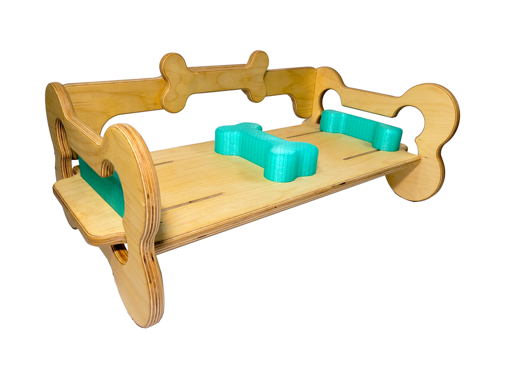 Personalized Baltic Birch Adjustable Dog Food Bowl Tray Holder