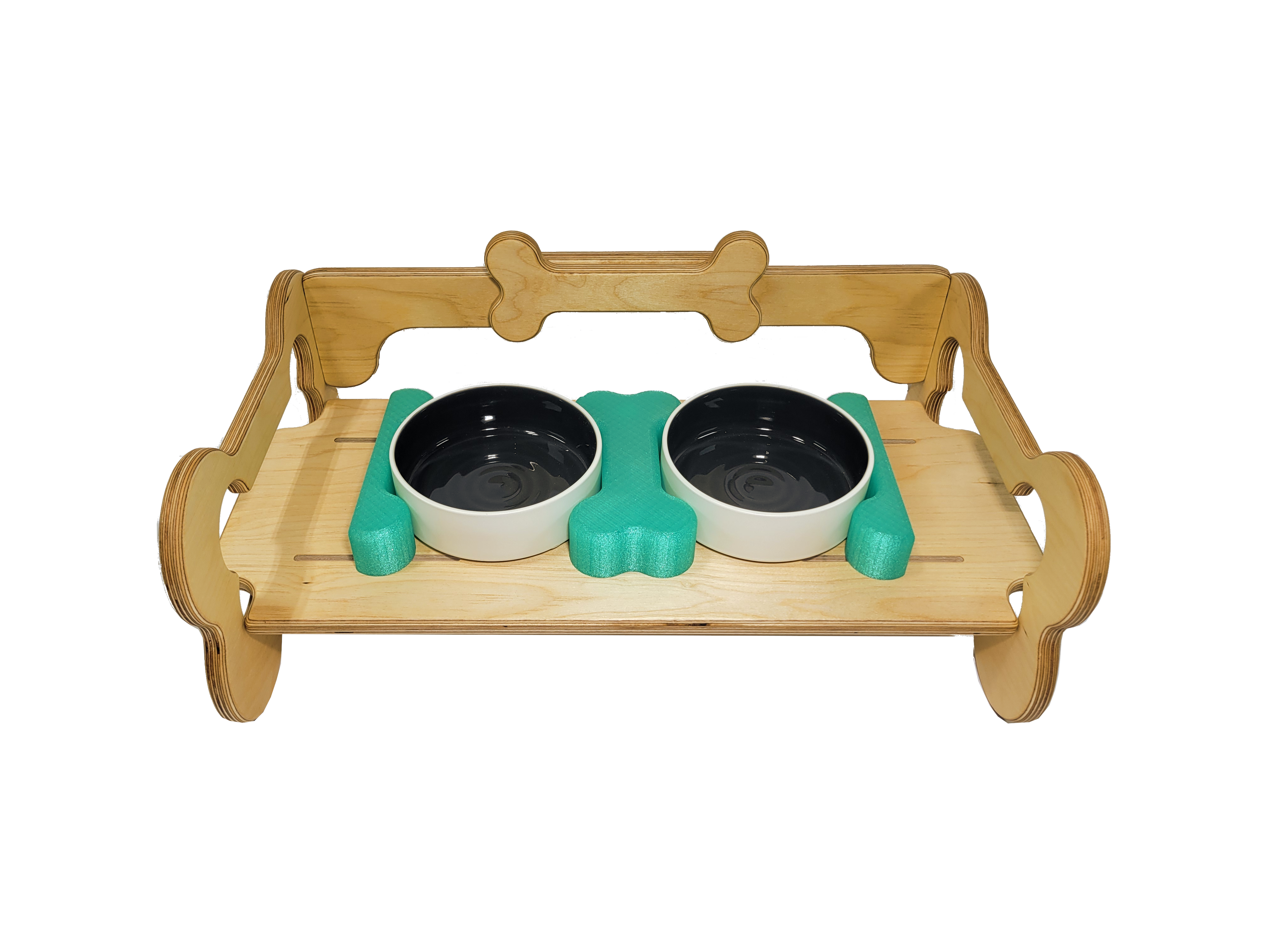 Personalized Baltic Birch Adjustable Dog Food Bowl Tray Holder