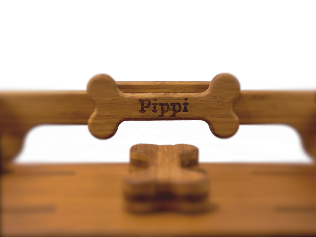 Personalized Bamboo Adjustable Dog Food Bowl Tray