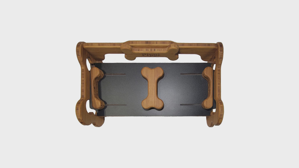 Personalized Bamboo Adjustable Dog Food Bowl Tray